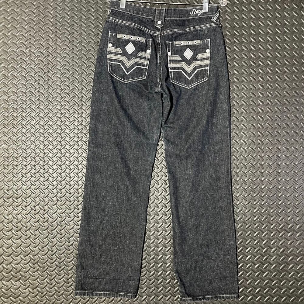 Jinzu Jeans‎ Women's Size 18 Black Embroidered Baggy Vtg Y2K Hip Hop Distressed